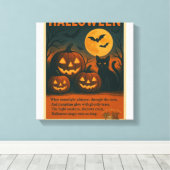 Halloween Black Cat & Pumpk Stretched Canvas Print Leinwanddruck (Insitu (Holzboden))