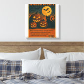 Halloween Black Cat & Pumpk Stretched Canvas Print Leinwanddruck (Insitu (Schlafzimmer))
