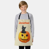 Halloween Black Cat Pumpkin Custom kid Schürze (Getragen)