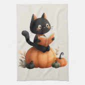 Halloween Black Cat Pumpkin Design Geschirrtuch (Vertikal)