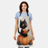 Halloween Black Cat Pumpkin Design Schürze (Getragen)