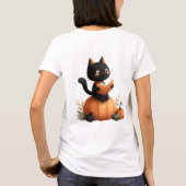 Halloween Black Cat Pumpkin Design T-Shirt (Rückseite)