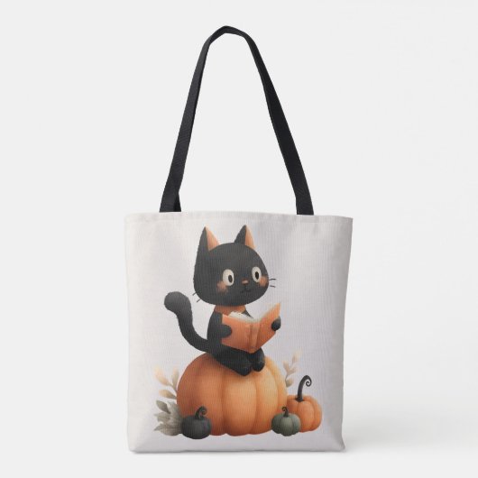 Halloween Black Cat Pumpkin Design Tasche (Rückseite)