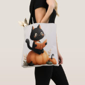 Halloween Black Cat Pumpkin Design Tasche (Von Nahem)