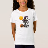 Halloween Black Cat Pumpkin Name T-Shirt (Vorderseite)