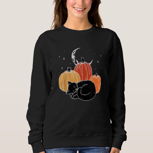 Halloween  Black Cat Pumpkin Nap Sweatshirt (Vorderseite)