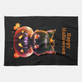 Halloween Black Cat Pumpkin Night Horror Beängstig Geschirrtuch (Horizontal)