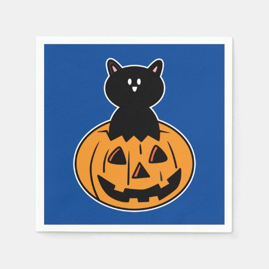Halloween Black Cat Pumpkin Paper Napkin Serviette (Vorderseite)