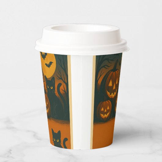 Halloween Black Cat & Pumpkin Pappbecher (Rechts)