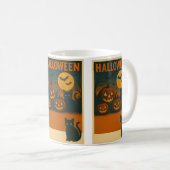 Halloween Black Cat & Pumpkin Tasse - Spooky Vinta (VorderseiteRechts)