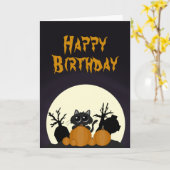 Halloween Black Cat Pumpkins Friedhof Karte (Gelbe Blume)