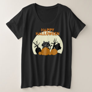 Halloween Black Cat Pumpkins Friedhof Vollmond Große Größe T-Shirt