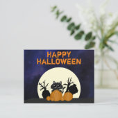 Halloween Black Cat Pumpkins Friedhof Vollmond Postkarte (Stehend Vorderseite)