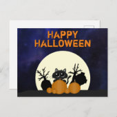 Halloween Black Cat Pumpkins Friedhof Vollmond Postkarte (Vorne/Hinten)