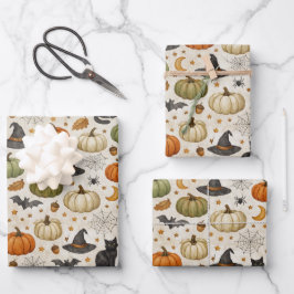 Halloween Black Cat Pumpkins Geschenkpapier Set