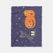 Halloween Black Cat Pumpkins Lantern Purple Fleecedecke (Vorderseite)