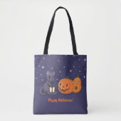 Halloween Black Cat Pumpkins Lantern Purple Tasche (Vorderseite)