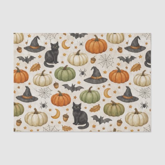 Halloween Black Cat Pumpkins Seidenpapier (Vorderseite)