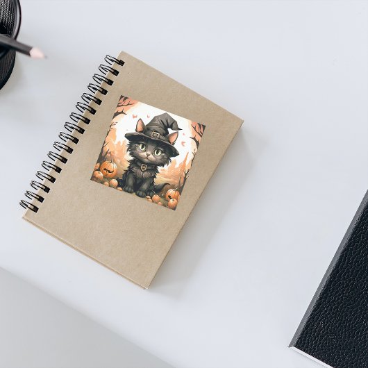 Halloween Black Cat Quadratischer Aufkleber