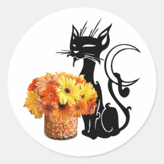 Halloween Black Cat Runder Aufkleber