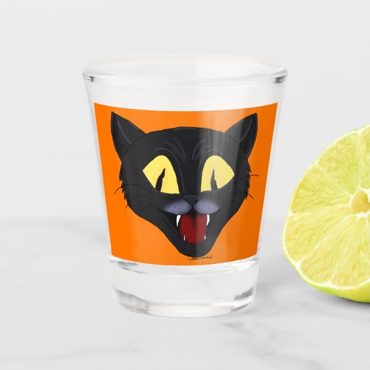 Halloween Black Cat Schnapsglas (Vorderseite)