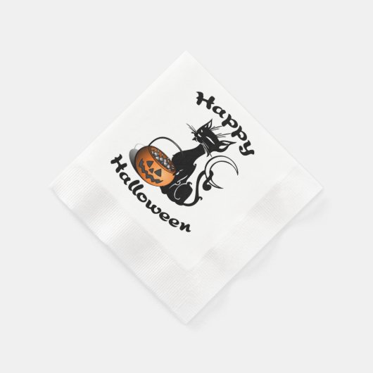 Halloween Black Cat Serviette (Ecke)