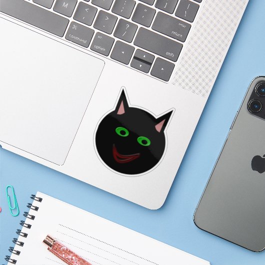 Halloween Black Cat Shaped Aufkleber (Laptop mit iPhone)