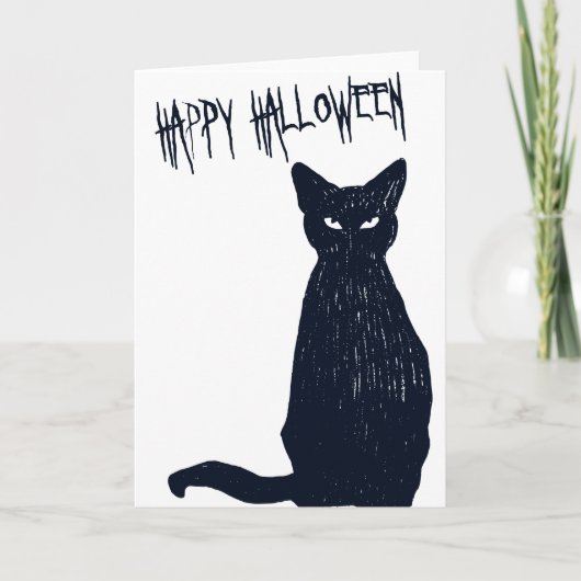 Halloween Black Cat Silhouette Karte (Vorderseite)
