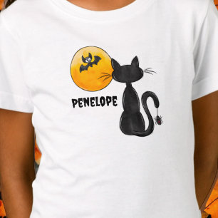 Halloween Black Cat Spider Bat Name Trick Leckerei T-Shirt
