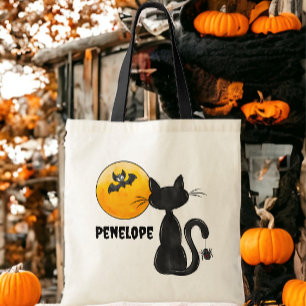 Halloween Black Cat Spider Bat Name Trick Leckerei Tragetasche