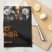 Halloween Black Cat Spooky Geschirrtuch (Viertel Falte)