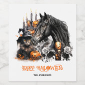 Halloween Black Cat Spooky Weinetikett (Einzelnes Label)