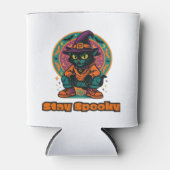 Halloween Black Cat � Stay Spooky Retro Witch Cat  Dosenkühler (Vorderseite)