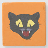 Halloween Black Cat Steinuntersetzer (Vorderseite)