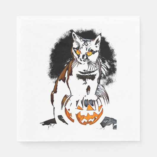 Halloween Black Cat Sticker1 Serviette (Vorderseite)