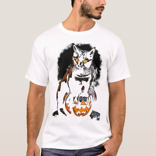Halloween Black Cat Sticker1 T-Shirt (Vorderseite)