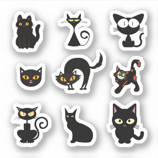 Halloween Black Cat Stickers Aufkleber (Vorderseite)