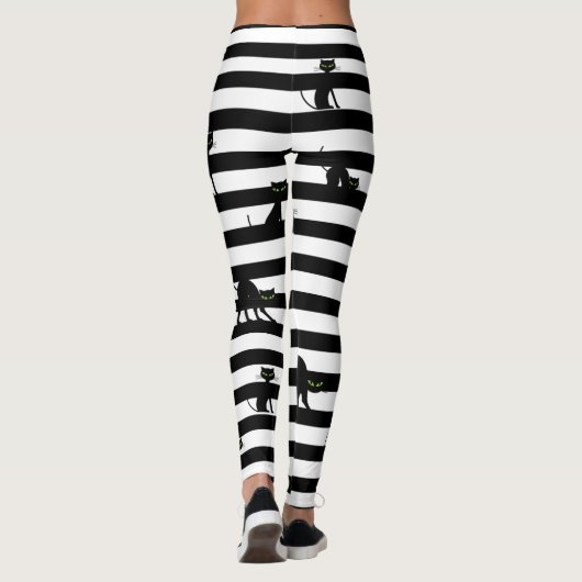Halloween Black Cat & Stripes Leggings (Rückseite)