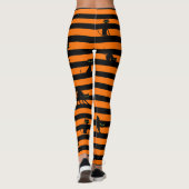Halloween Black Cat & Stripes Leggings Orange (Rückseite)