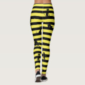 Halloween Black Cat & Stripes Leggings Yellow (Rückseite)
