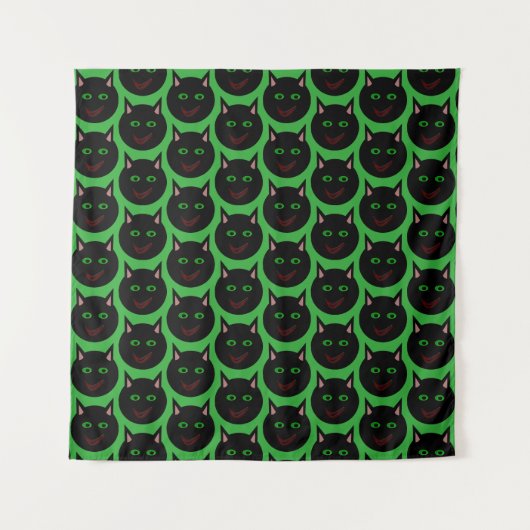 Halloween Black Cat Tapestry Wandteppich (Vorderseite (Horizontal))