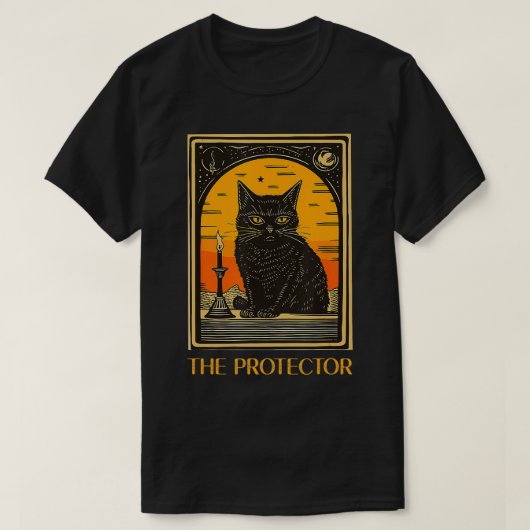 Halloween Black Cat Tarot Der Protector Glück T-Shirt (Design vorne)
