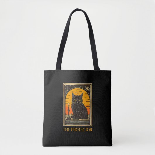 Halloween Black Cat Tarot Der Protector Glück Tasche (Vorderseite)