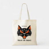 Halloween Black Cat Trick oder Treat Bag mit Namen Tragetasche (Rückseite)