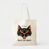 Halloween Black Cat Trick oder Treat Bag mit Namen Tragetasche (Vorne)