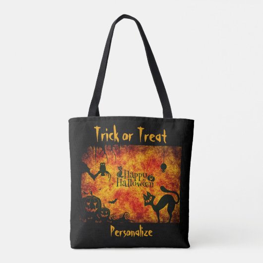 Halloween Black Cat Trick oder Treat Candy Wiederv Tasche (Rückseite)