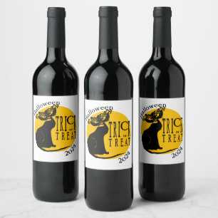Halloween Black Cat Trick oder Treat Wine Labels Weinetikett