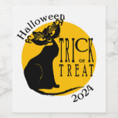 Halloween Black Cat Trick oder Treat Wine Labels Weinetikett (Einzelnes Label)