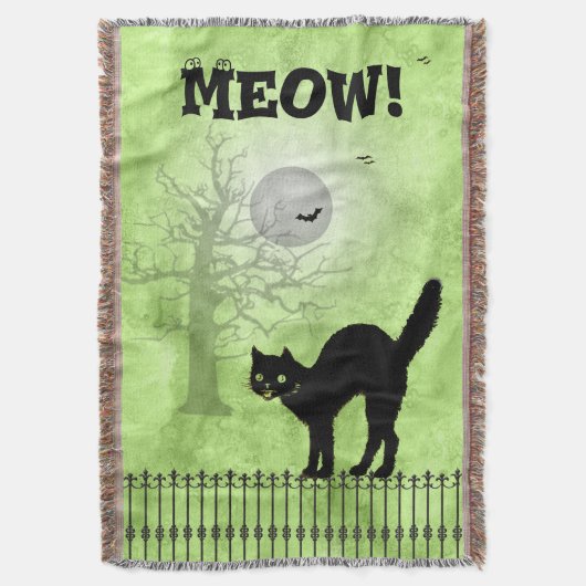 Halloween Black Cat Überall-Green Print Scene Decke (Vorderseite Vertikal)