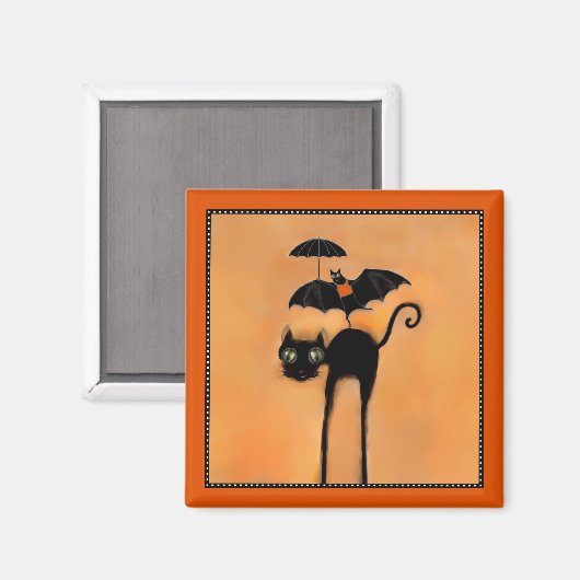 Halloween Black Cat und Acrobat Magnet (Vorderseite/Rückseite)